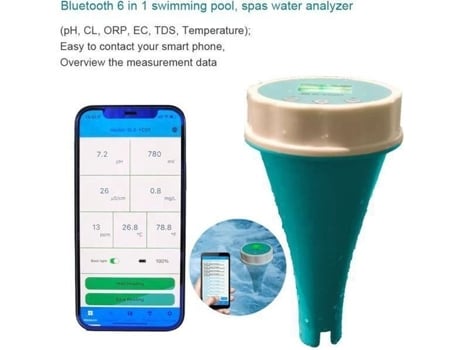 Analisador de Água de Piscina Conectada Flutuante 6 em 1 Ph Cloro Ec Tds Orp Testador de Temperatura AUTREMENT