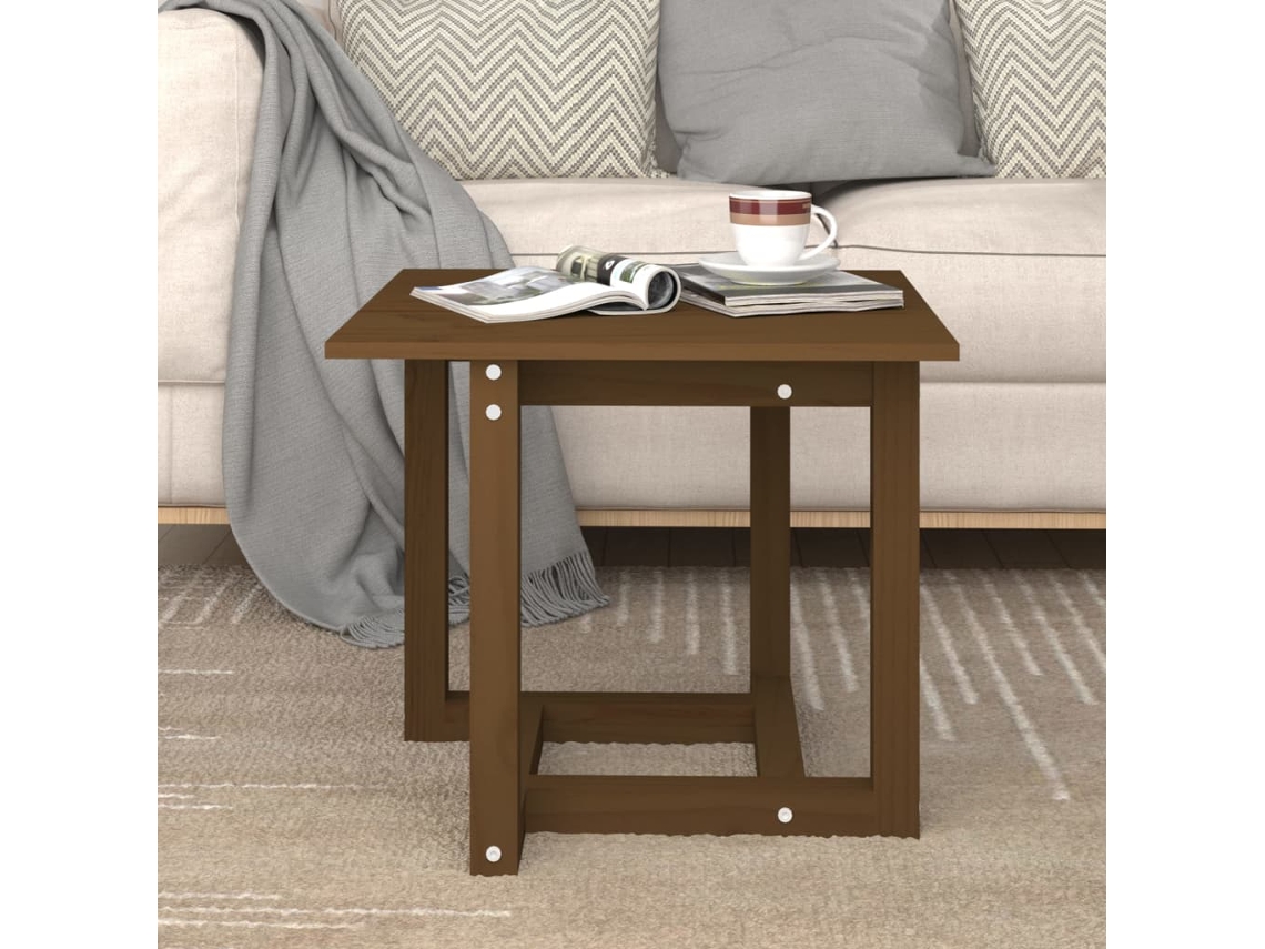 Vidaxl Mesa De Centro 50x50x45 Cm Pinho Maciço Castanho Mel