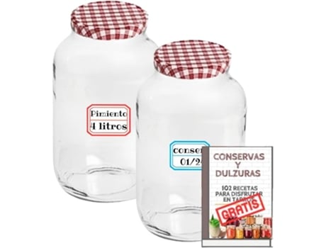4 Frascos de Vidro de 4 Litros com Tampas de Metal Potes Grandes de 4000 Ml para Conservas Picles Alimentos Caseiros Frascos de 4 Litros MUNDOTARROS