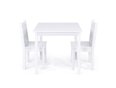 Mesa De Madera Cuadrada Y Juego De 2 Sillas, Blanco Humble Crew