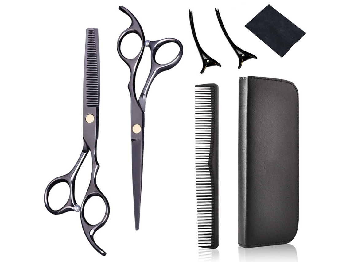 Kit De Tesoura De Corte Cabelo, 7pcs Ferramenta (preta) Cuich