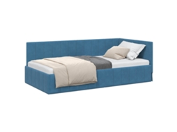 Cama De Solteiro | Camas Para Quarto | Estrutura De Cama De Canto Azul 90 Cm X 200 Cm Veludo