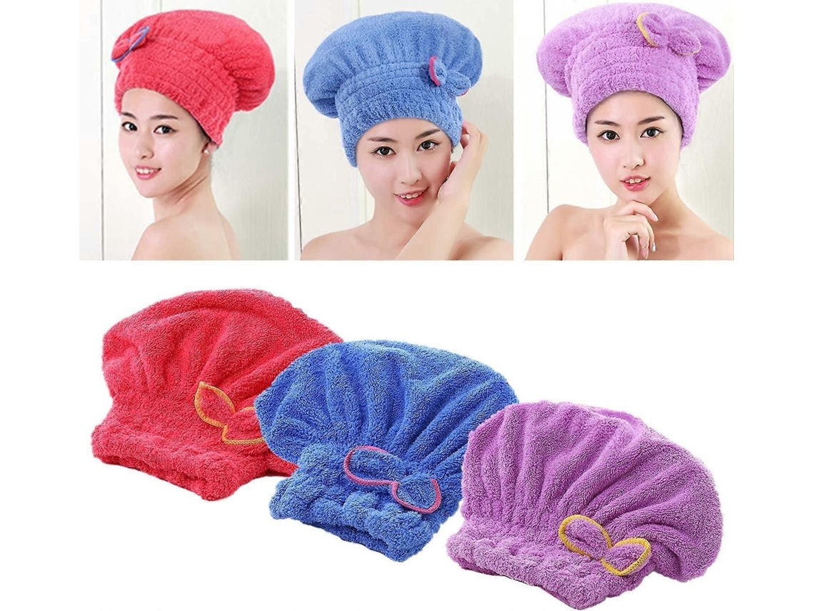 3 Toalhas De Microfibra Para Secar Cabelo, Com Laço, Absorventes E De Secagem Rápida