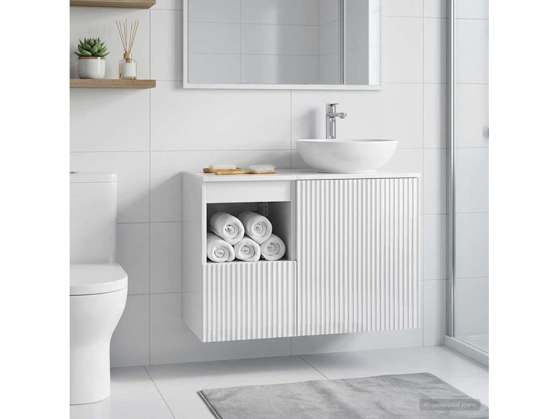 Vidaxl Armário De Banheiro Branco Brilhante 30 X 44,5 X 50 Cm