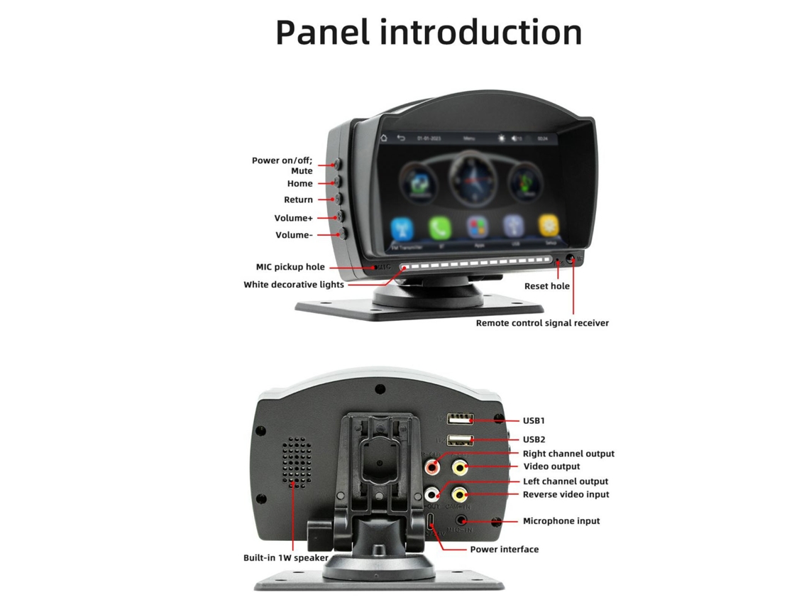 Aetheria player Mp5 Carro 4.7 Polegadas Bluetooth com Carplay Android Auto Navegação Imagem Ré 12 30v