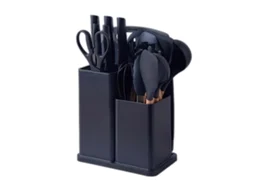 Utensílios de Cozinha KLACK em Silicone com 19 Peças Facas e Tábua Preto