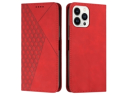 Capa Em Couro Pu Magnético Com Suporte Para Apple Iphone 16 Pro Max - Vermelho
