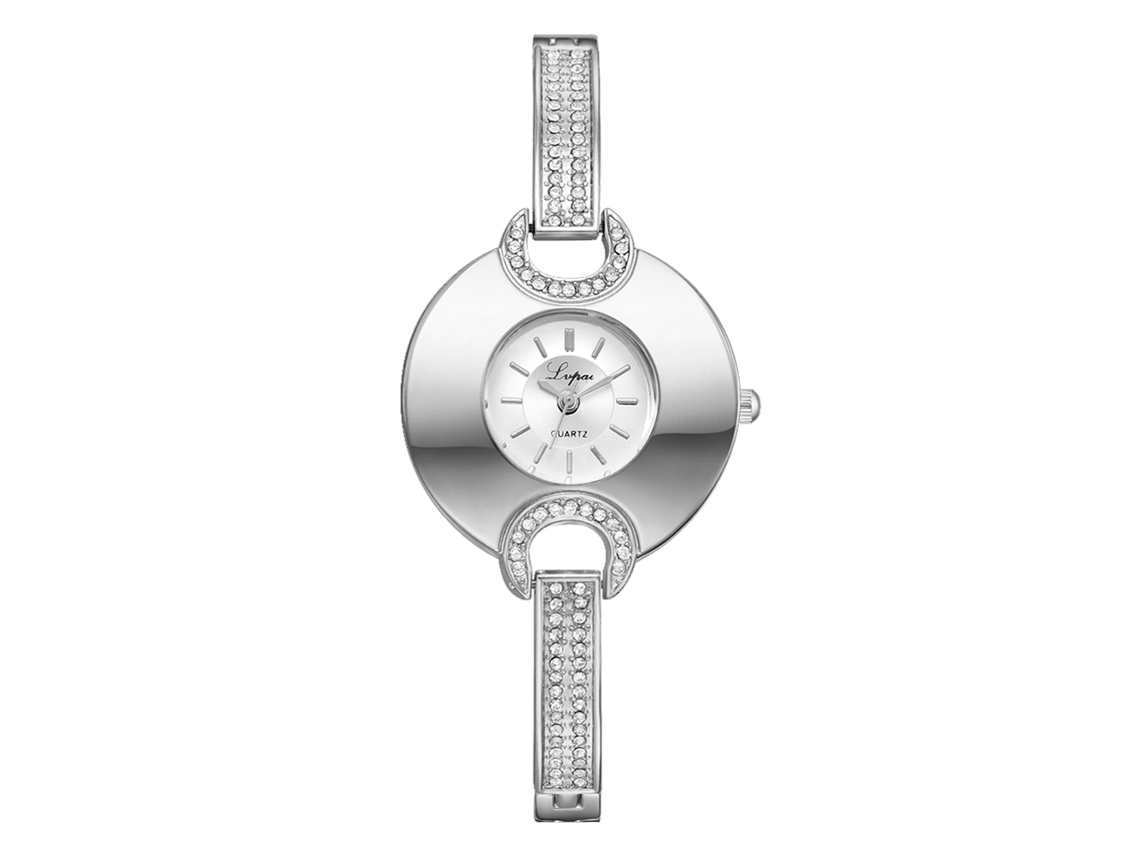 Lvpai Relógio de Pulsera Feminino com Strass Liga Quartzo Mostrador Branco Prata