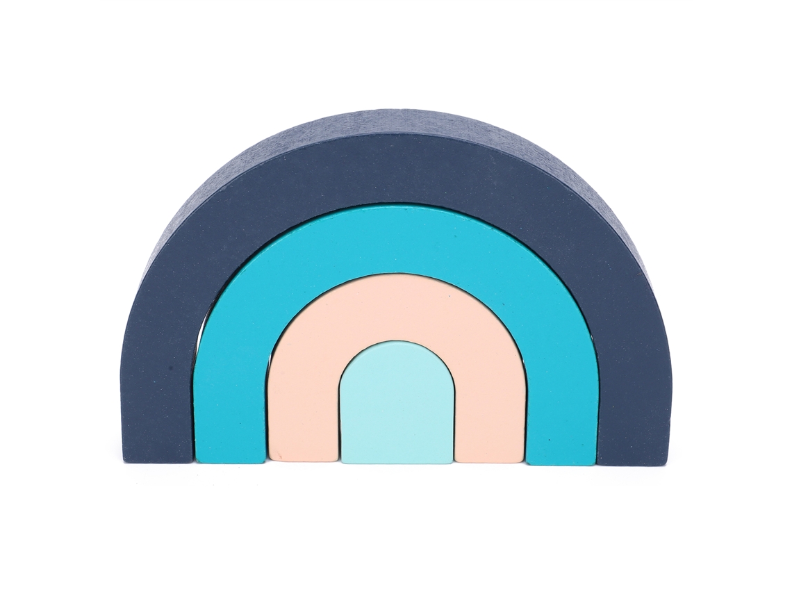 Ats bloques de Madera Apilables Coloridos para Niños Juguete Educativo Decoración de Habitación Infantil Azul
