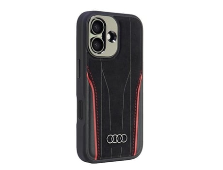 Capa para iPhone 16 AUDI Pele Sintética Rígida Preto