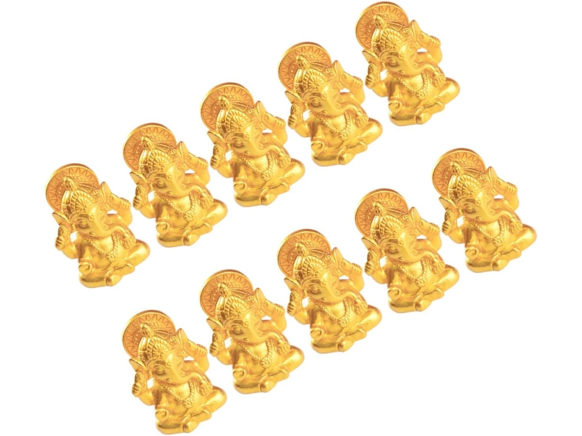 Conjunto 10 Miniaturas Elefantes Hindus Dourados Esculpidos Pequenas Estátuas Decorativas Escritório Painel GOKOCO