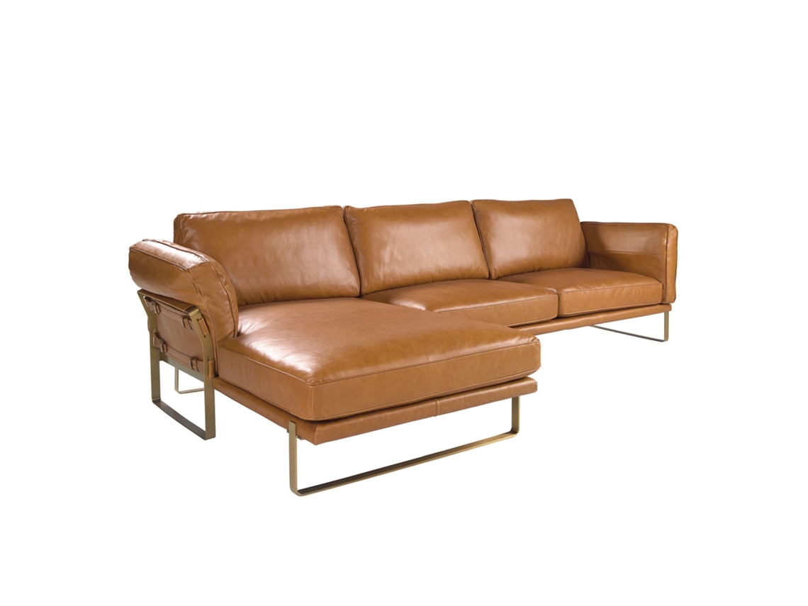 Sofá Chaise Longue Esquerdo Em Pele De Camelo Angel Cerdá