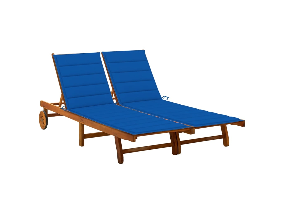 Sunlounger, Sunloungers Vidaxl Azul Madeira De Acácia (200 X 123 X 85 Cm)