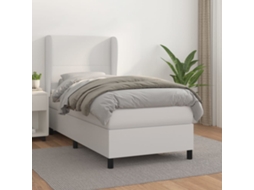 Vidaxl Cama Com Molas/colchão 80x200 Cm Couro Artificial Branco