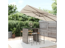 Vidaxl 5 Pcs Conjunto De Bar P/ Jardim Vime Pe/acácia Maciça Cinzento