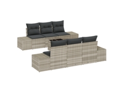 Conjunto 7 Sofá De Jardim Vidaxl Cinzento-claro Vime Pe (55 X 55 X 37 Cm)