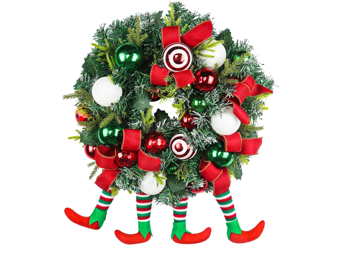 Decore Sua Porta Com A Guirlanda De Duas Pernas De Elfo Em Lona Da Laxiscreed Para O Natal
