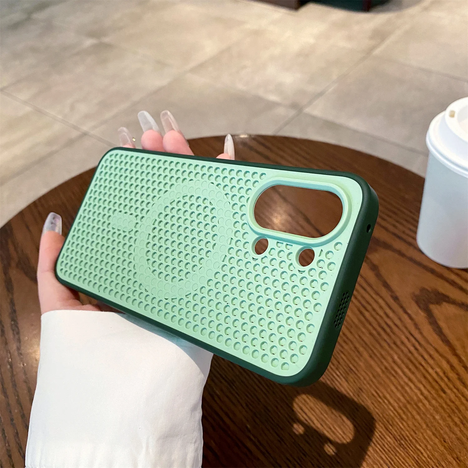 (redmi K70 Pro Verde) Capa Protetora Rígida Fosca Com Malha De Resfriamento Magsafe