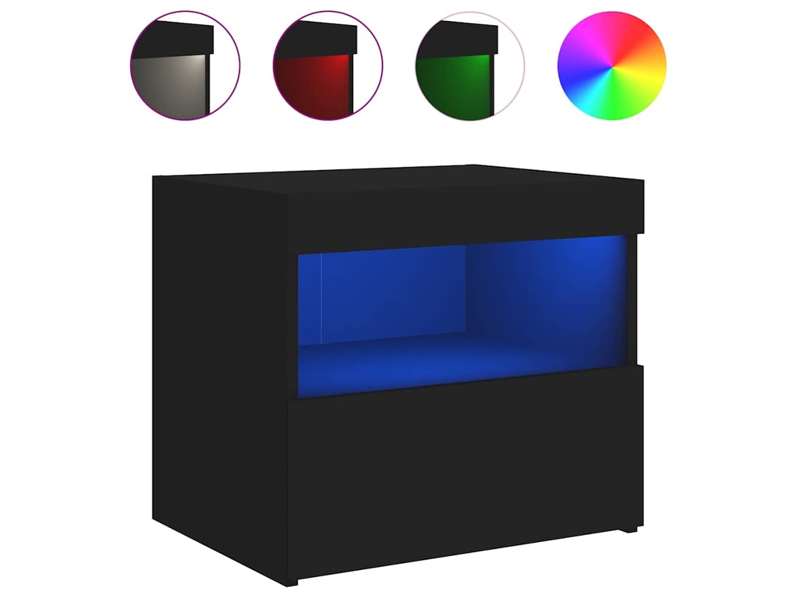 Mesa de Cabeceira com Luzes Led 50x40x45 Cm Preto MAISON EXCLUSIVE