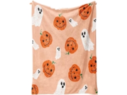 Manta Syjym Halloween com Estampa Digital de Abóbora e Lanterna em Flanela para Cochilar Ou Relaxar Ambiente a