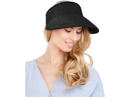2026-sombrero De Paja Ancho Plegable Para Mujer, Ajustable Con Protección Solar, Negro
