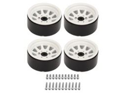 Conjunto De Aros De Roda Rc 4pcs 1.9 Polegadas Liga De Zinco Aço Universal Para Carro Crawler Axial Scx10 Ii Iii Branco