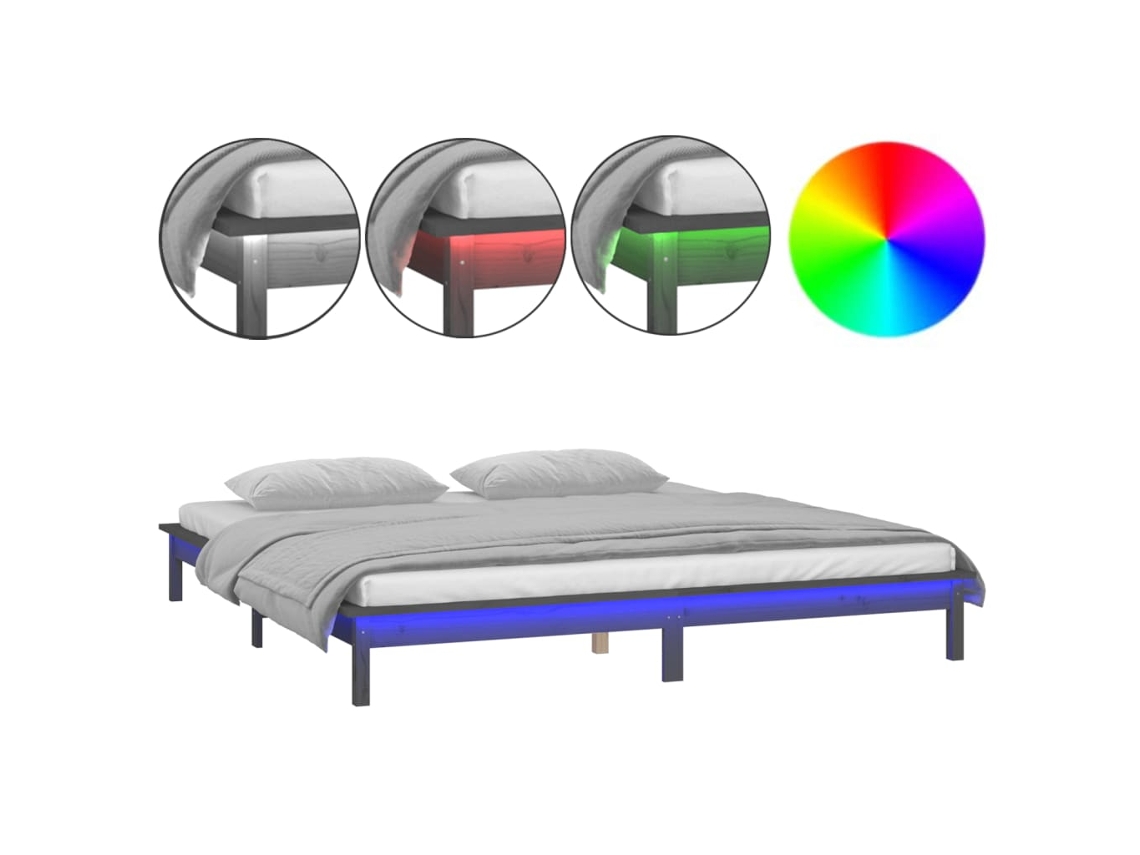 Bed Frame, Bed Frames Vidaxl Cinzeto Madeira (140 X 190 Cm)