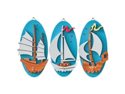 Laxiscreed Conjunto De 3 Ganchos Decorativos Pequenos Com Bandeiras Mediterrâneas Em Amarelo, Vermelho E Castanho