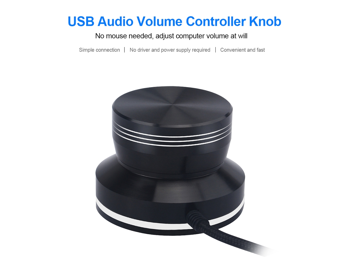 Controle De Volume De Áudio Usb Aimos Com Botão De Mudo E Luz Azul Plug And Play Para Pc, Mac E Android
