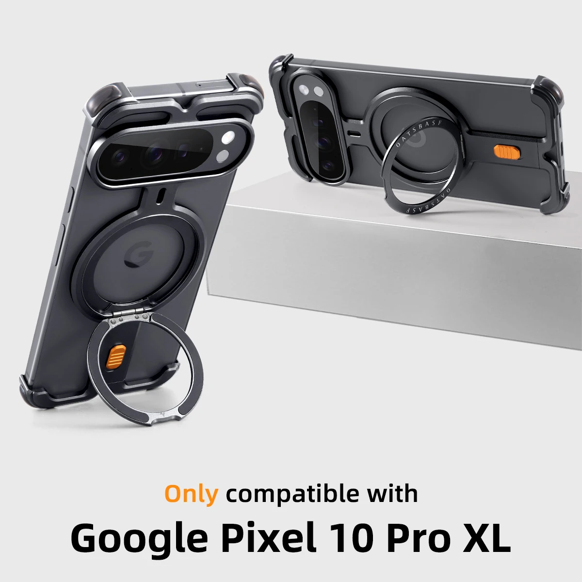 Capa Para Celular (google 10 Pro Xl Em Alumínio) Com Suporte Giratório De 360°