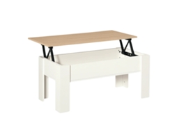 Mesa De Café, Topo Elevável, Espaço De Armazenamento Oculto, Material De Melamina, Dimensões 100x50x45-58,5 Cm, Design Moderno