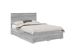 Estrutura da Cama Cinza Sonoma 140x190 cm Madeira Processada MAISON EXCLUSIVE