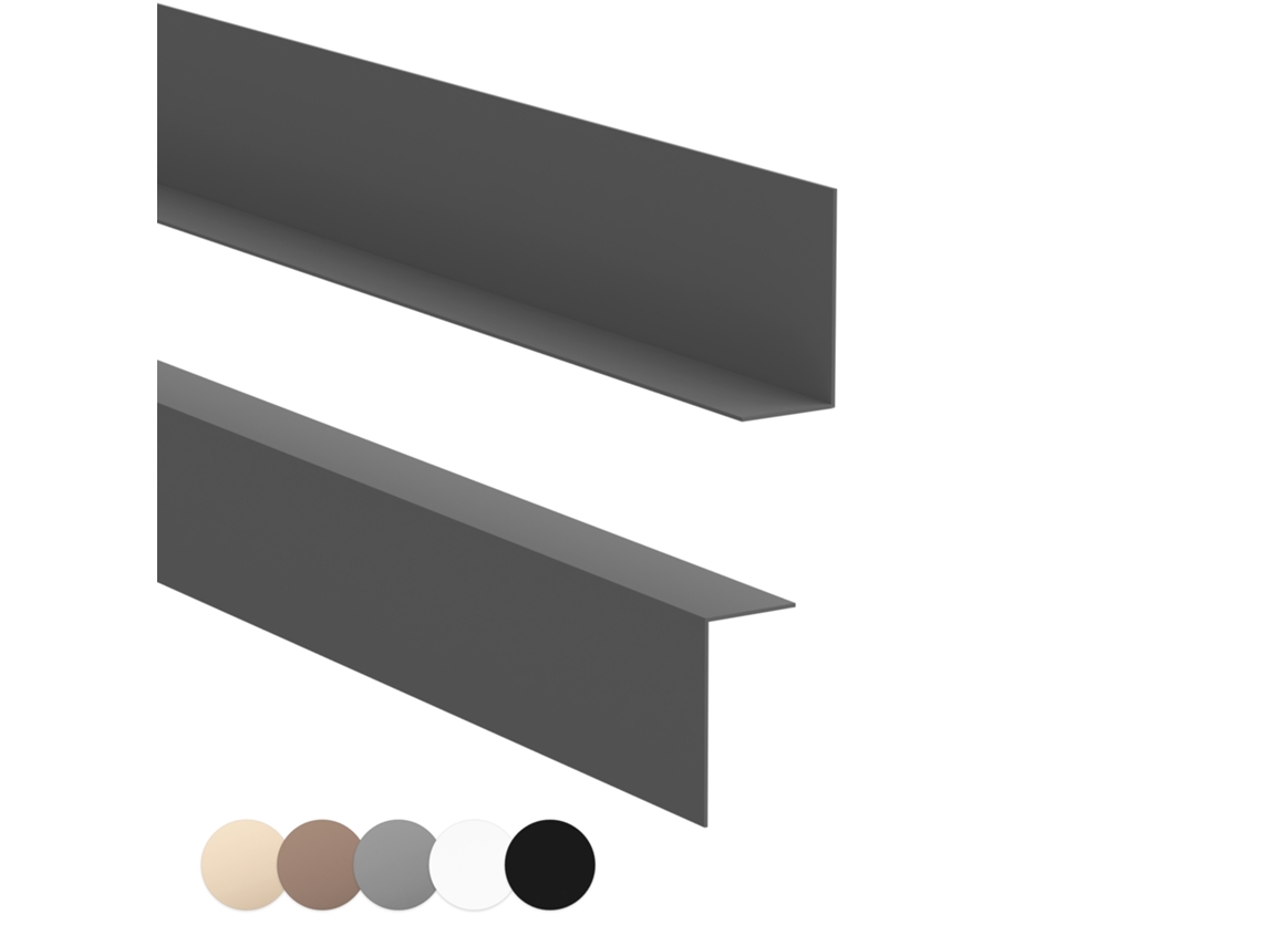 Rodapé Pvc 20x10 Mm Rígido Resistente Uv, 200 Cm, Cinzento Escuro
