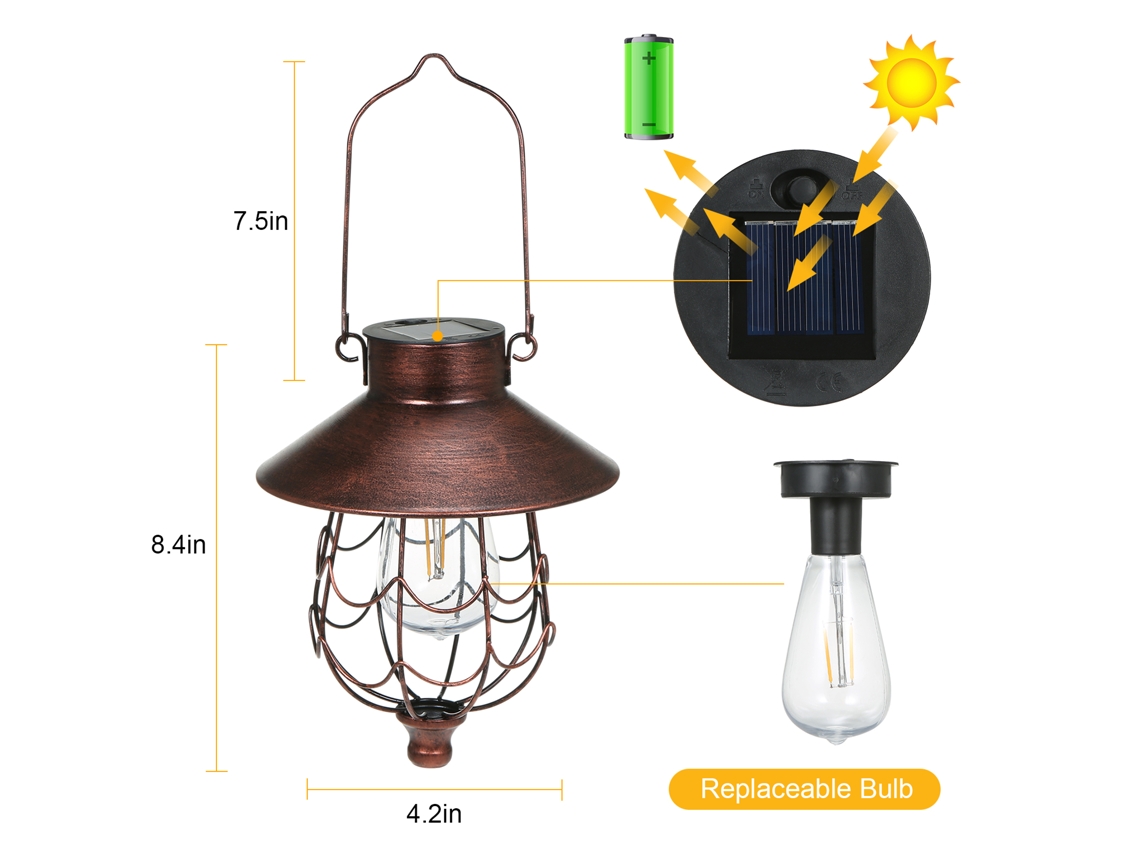 Lâmpada Solar Pendente Sensor IP65 Jardim