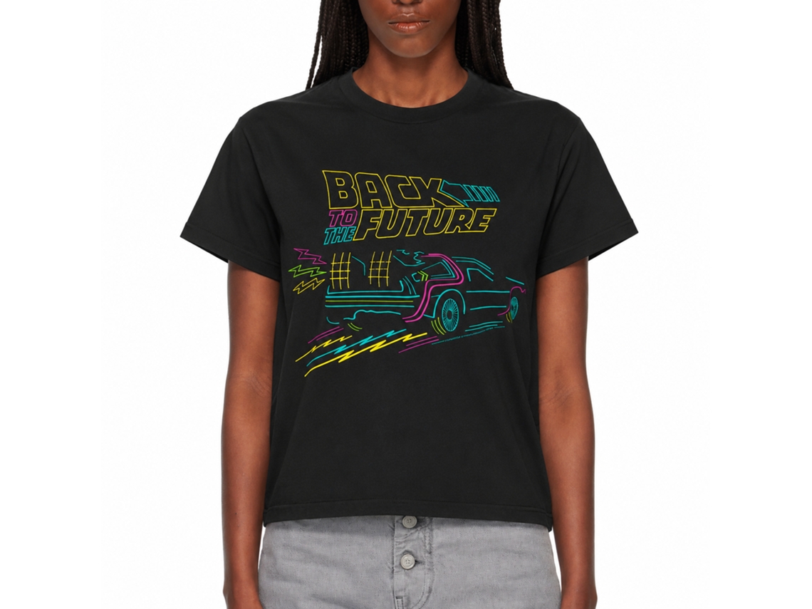 Rockinstone Back To The Future Movie Neonfuture Black Adult T-shirt Size:s