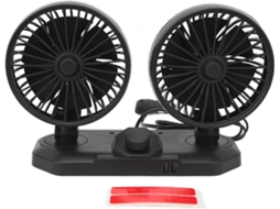 Ventilador Veicular De Cabeça Dupla, 2 Velocidades Ajustáveis, Rotação De 360 Graus, Fluxo De Ar Potente, Baixo Ruído