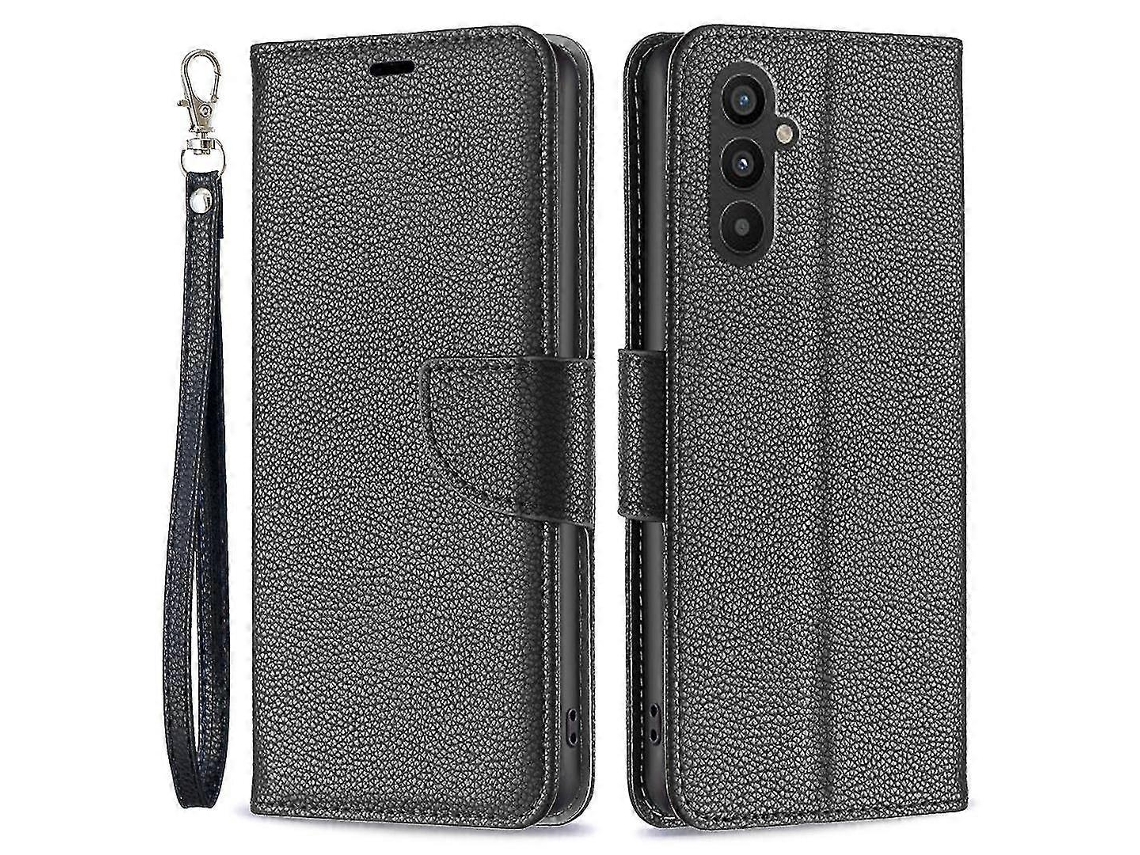 Capa Carteira Para Samsung Galaxy A25 5g Com Textura De Lichia, Suporte, Proteção Contra Quedas E Alça.