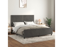 Estrutura De Cama Sem Colchão 160x200 Cm Veludo Cinzento-escuro