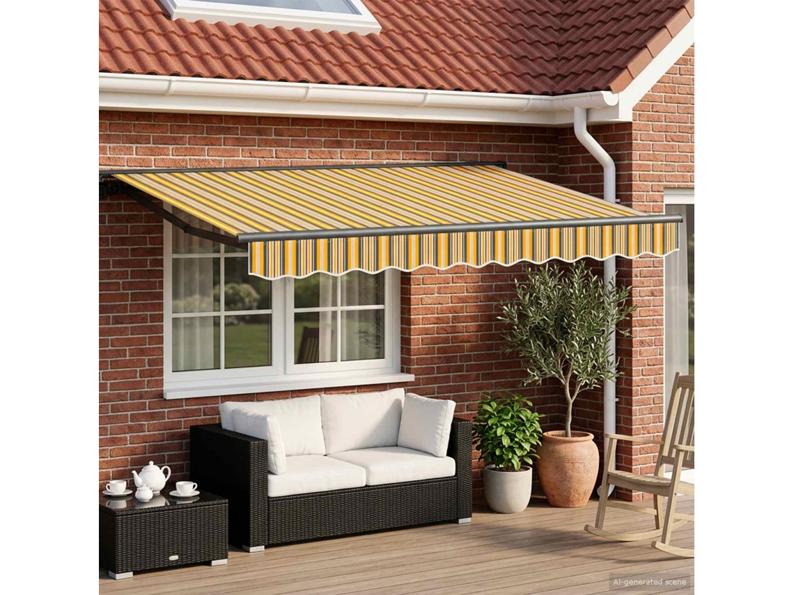 Vidaxl Toldo Retrátil Elétrico Amarelo, Cinza, Antracite 3,5 X 2,5 M