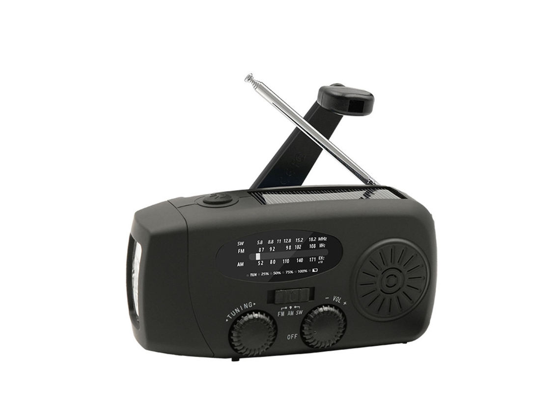 RÁDIO DE EMERGÊNCIA AQUAFORGE com manivela, FM/AM, meteorológico de 7400mwh