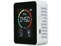 Lurelia Medidor De Qualidade Do Ar Tvoc/co2, Temperatura/humidade, Sensor Semicondutor, Com Visor Lcd, Bateria 1200 Mah Usb, Branco