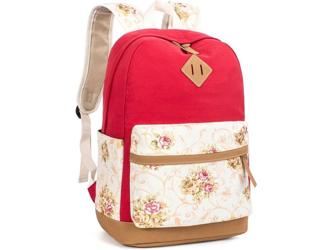 Mochila escolar floral para meninas com design de flores, para viagem e escola, S/MARCA
