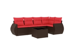 Conjunto de Sofá de Jardim, 6 Peças, Almofadas, Rattan Preto MAISON EXCLUSIVE