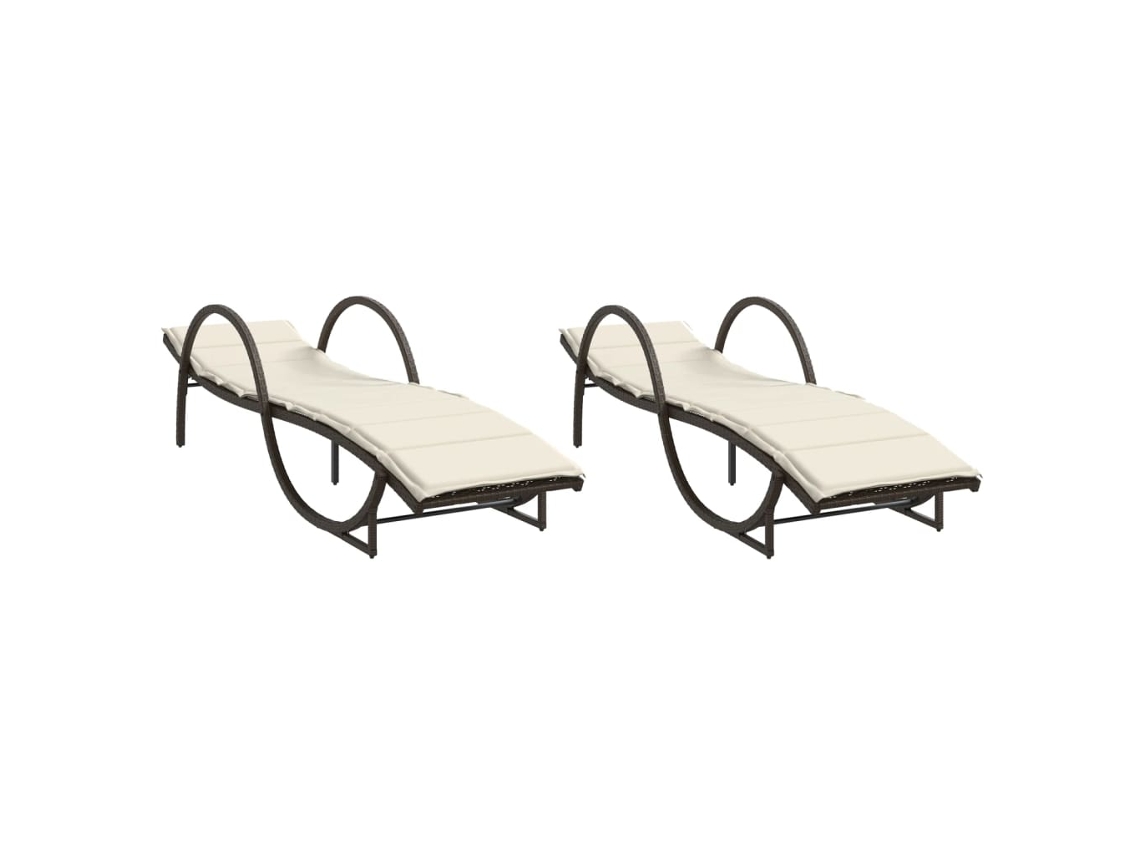 Conjunto de Espreguiçadeiras com Almofadões 2 Peças Vime Pe Castanho MAISON EXCLUSIVE