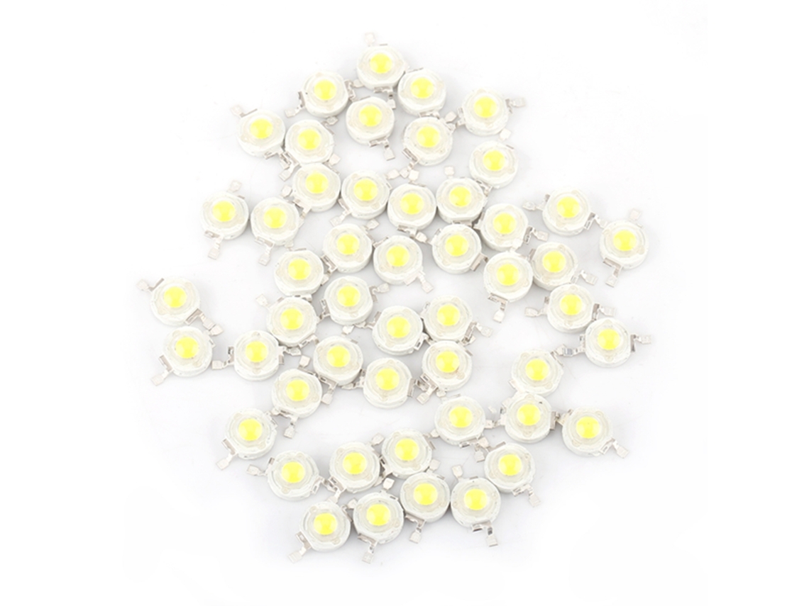50pcs Lâmpadas Led Smd 1w Chip de Beads Branco Frio para Holofote Casa de Alta Potência | S/MARCA