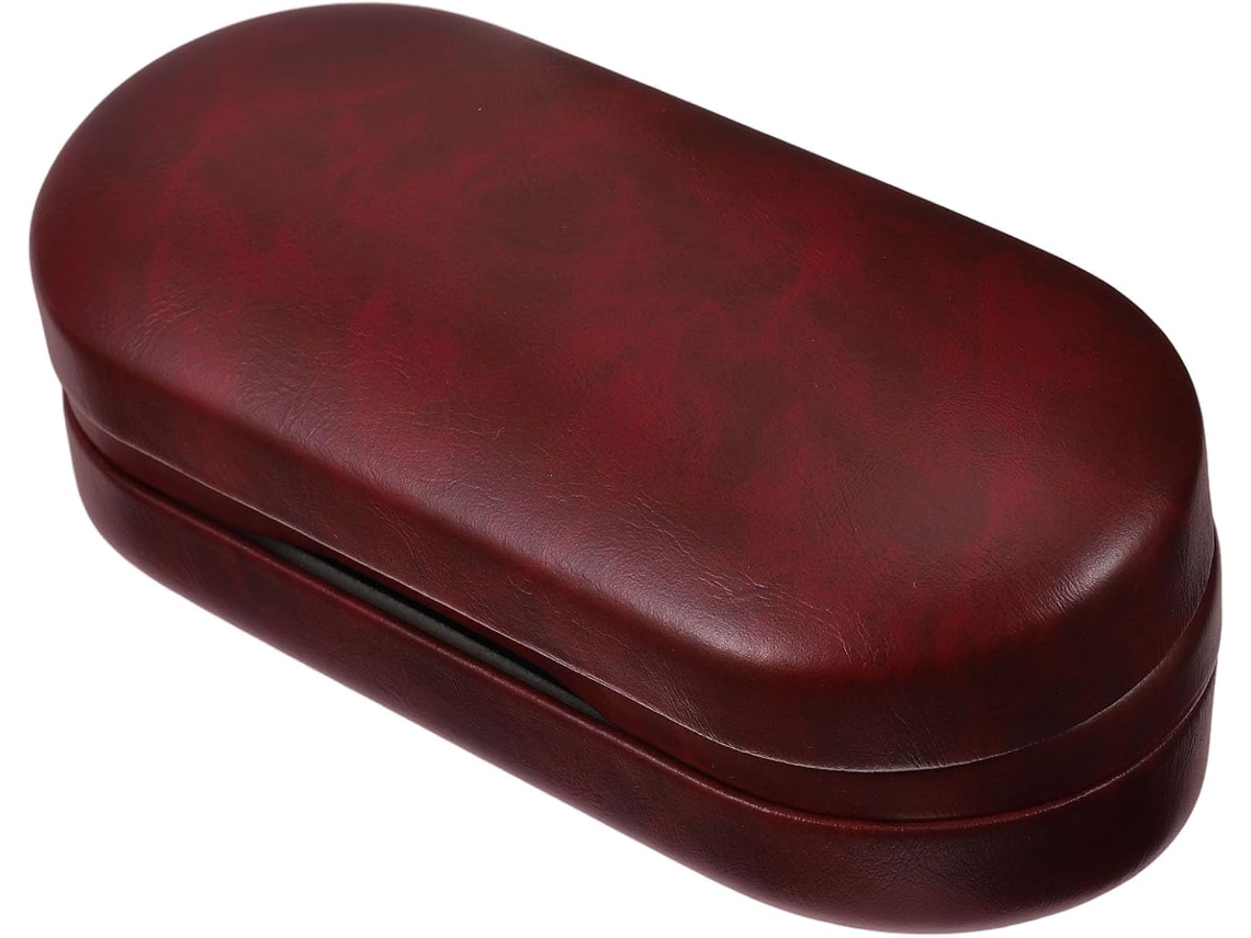 Estojo Duplo Grande Para Óculos Em Elegante Couro Pu Com Interior Em Veludo Macio - Armazenamento Versátil