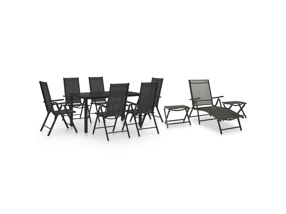 Conjunto 10 de jantar VIDAXL para jardim preto e antracite