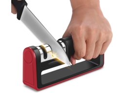 Afiador De Facas Manual, Sistema Profissional 3 Em 1 Para Domésticas, Base Antiderrapante Aquaforge (vermelho)