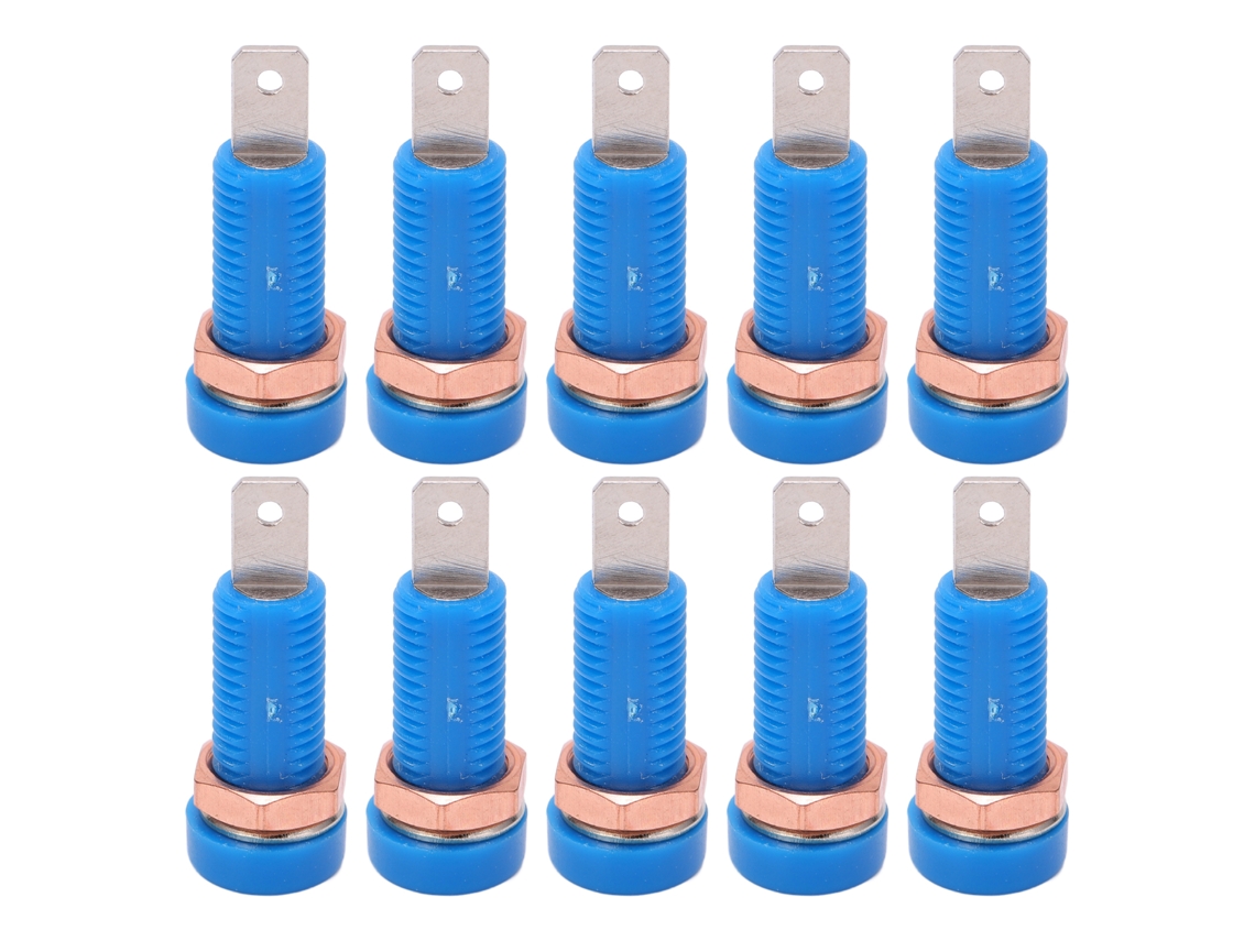 10pcs tomada banana jack 4mm pino de fixação painel adaptador conector para instrumento eletrônico azul