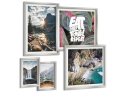 Galeria De Pinturas Murais Silhuetas Florais Com Padrões Abstratos Moldura Preta Pinturas De Quarto Espelharte (conjunto De 5 Imagens)